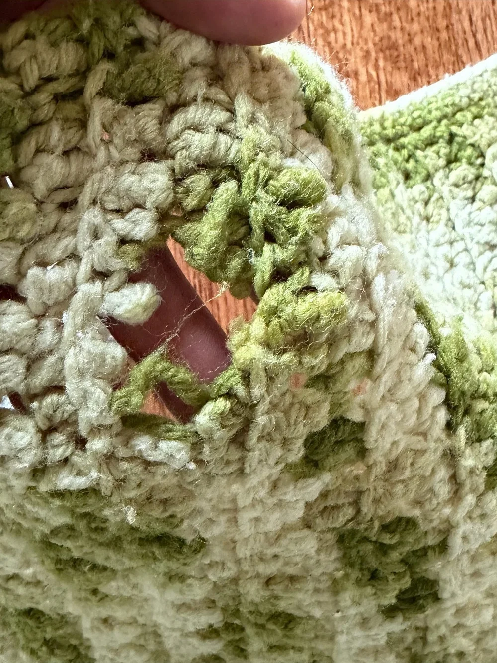 Vtg Hand-Crochet Ripple Blanket Chevron Style Zig-Zag Olive Green Full 87”x76”
